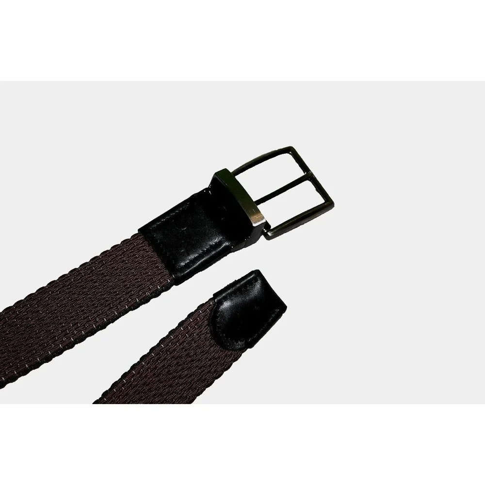 TOMMY BAHAMA XL Reversible Brown Black Braided Stretch w/Leather Trim Belt Men's